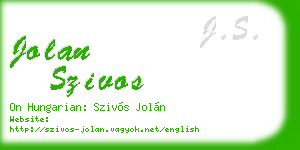 jolan szivos business card